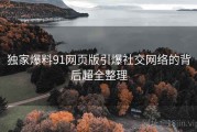 独家爆料91网页版引爆社交网络的背后超全整理